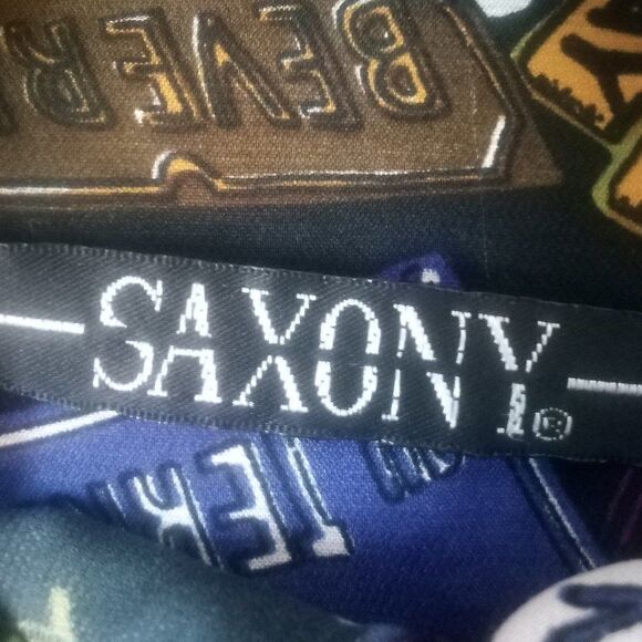 Vintage Saxony World Famous Streets Roads Sign Names Silk Shirt - Picture 4 of 8